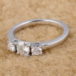 White Moissanite 3-Stone Ring Sterling Silver - Image 7