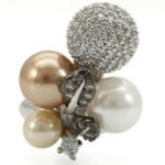 0W296 - Rhodium + Ruthenium Brass Ring with Synthetic Pearl in Multi - Image 3
