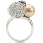 0W296 - Rhodium + Ruthenium Brass Ring with Synthetic Pearl in Multi - Image 5