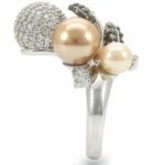 0W296 - Rhodium + Ruthenium Brass Ring with Synthetic Pearl in Multi - Image 6