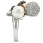 0W296 - Rhodium + Ruthenium Brass Ring with Synthetic Pearl in Multi - Image 7