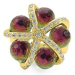 0W299 - Gold Plated Brass Ring with Top Grade Crystal  in Multi Color - Image 3