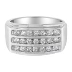 14K White Gold Men's Diamond Channel Set Band Ring (1 cttw, H-I Color,