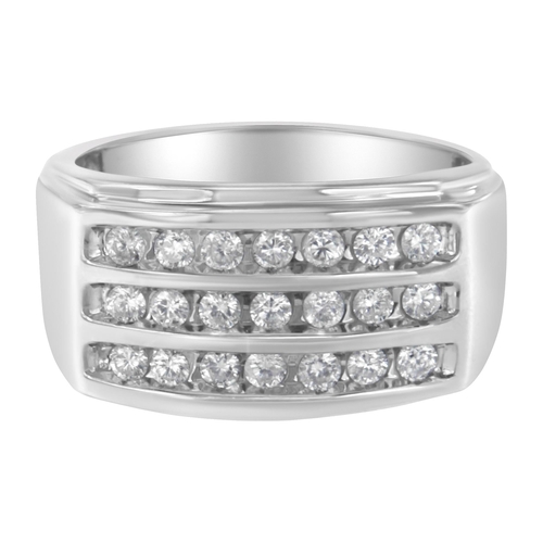 14K White Gold Men's Diamond Channel Set Band Ring (1 cttw, H-I Color,