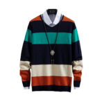 New Thin Color-Blocking Round Neck Men's Casual Sweater - Image 2