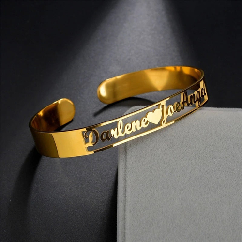 LuxeJewels™ – Custom Name Cuff Bracelet (Stainless Steel)