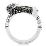 1W048 - Rhodium + Ruthenium Brass Ring with AAA Grade CZ  in Black - Image 4