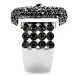1W048 - Rhodium + Ruthenium Brass Ring with AAA Grade CZ  in Black - Image 6