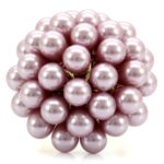 1W051 - Gold Brass Ring with Synthetic Pearl in Light Amethyst - Image 3