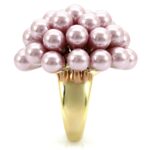 1W051 - Gold Brass Ring with Synthetic Pearl in Light Amethyst - Image 5
