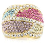 1W053 - Gold Brass Ring with Top Grade Crystal  in Multi Color - Image 3