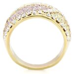 1W053 - Gold Brass Ring with Top Grade Crystal  in Multi Color - Image 4