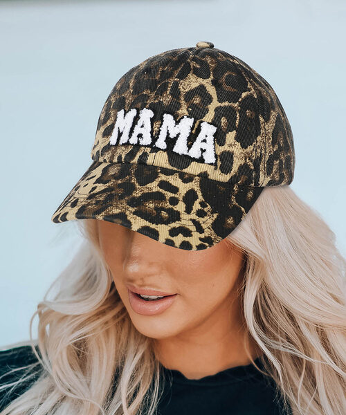 Leopard MAMA Embroidered Leopard Baseball Cap