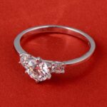 White Moissanite 3-Stone Ring Sterling Silver - Image 6