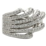 1W018 - Rhodium Brass Ring with AAA Grade CZ  in Clear - Image 3