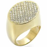 1W034 - Gold Brass Ring with Top Grade Crystal  in Clear