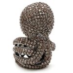 1W080 - Ruthenium Brass Ring with AAA Grade CZ  in Multi Color - Image 2