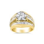 14K Yellow Gold 2-1/3 Cttw Diamond Cluster Channel Set Chevron Shaped - Image 2