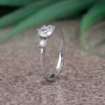 White Moissanite 3-Stone Ring Sterling Silver - Image 8