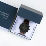 Men's Architect Motivator In Black With Walnut Strap - Modern Font - Image 4
