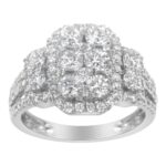 14K White Gold 2 1/4 Cttw Diamond Cocktail Cluster Ring (G-H Color, - Image 3
