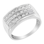 14K White Gold Men's Diamond Channel Set Band Ring (1 cttw, H-I Color, - Image 3
