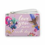 Love You More Each Day Floral Designed Zipped Clutch Bag - Image 2