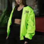 Dropped shoulder letter print jacket coat Women long sleeve - Image 3