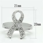 3W263 - Rhodium Brass Ring with AAA Grade CZ  in Clear - Image 2