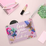 Love You More Each Day Floral Designed Zipped Clutch Bag - Image 3