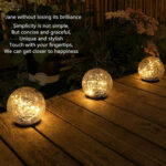 2Pcs Solar Lights Outdoor Garden Decor Cracked Glass Ball Warm Lights - Image 5