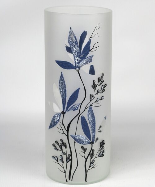 table blue art decorative glass vase 7017/300/sh335