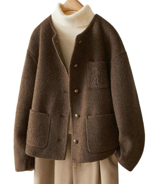 Women's Embroidered Wool Reversible Woolen Coat Slim-fit Coat