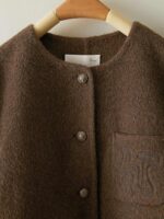Women's Embroidered Wool Reversible Woolen Coat Slim-fit Coat - Image 3