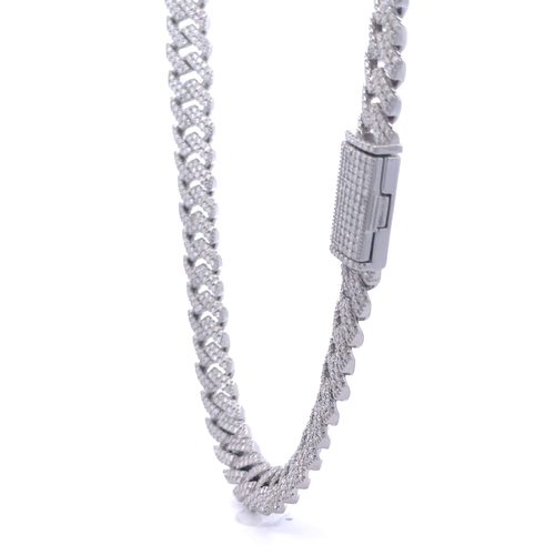 OZARIN 8MM RHODIUM MOISSANITE ICED OUT CUBAN I 994461