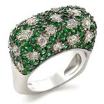 9W021 - Rhodium + Ruthenium Brass Ring with AAA Grade CZ  in Clear - Image 2