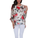 Womens Rose Floral Print Chiffon Top - Image 3