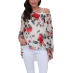 Womens Rose Floral Print Chiffon Top - Image 5
