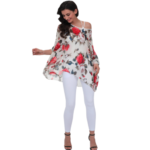Womens Rose Floral Print Chiffon Top - Image 6