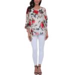 Womens Rose Floral Print Chiffon Top - Image 4