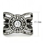 DA363 - IP Black(Ion Plating) Stainless Steel Ring with AAA Grade CZ - Image 2