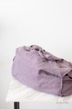 Linen beach bag with pocket and zipper in Pastel Plum - Image 8