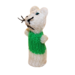 Story Book Mouse Finger Puppet (white & green) - Image 2