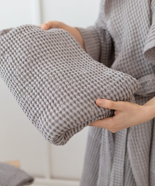 Light Grey linen waffle towel