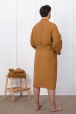 Set of linen waffle robes with towels - Image 8