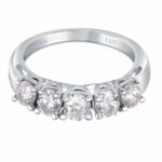 White Moissanite 5-Stone Ring Sterling Silver - Image 3