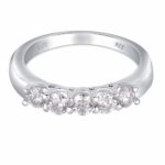 White Moissanite 5-Stone Ring Sterling Silver - Image 3