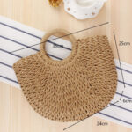 Summer Top Handle Semi Circle Straw Bag - Image 5
