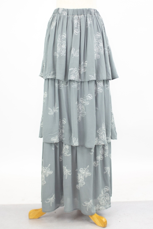 SK-20019-02_01-2.jpg Layered Ruffle Maxi Skirt - Grey - Image 1