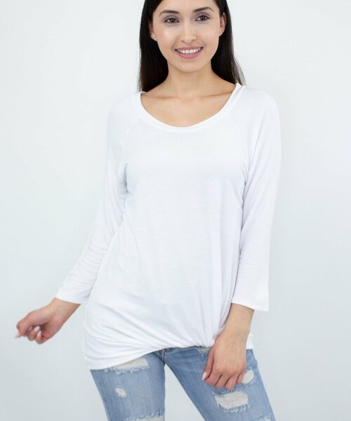 Twisted Front Comfortable Top - White